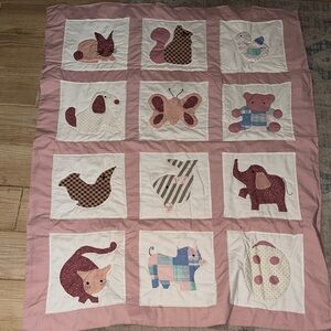Pink and White Animal Patchwork Quilt